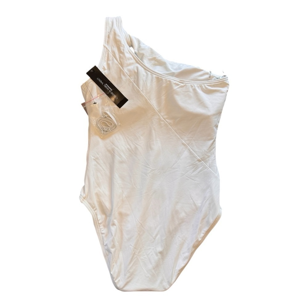 CARMEN MARC VALVO One Shoulder One Piece Twisted Tides - White NWT - Picture 4 of 5